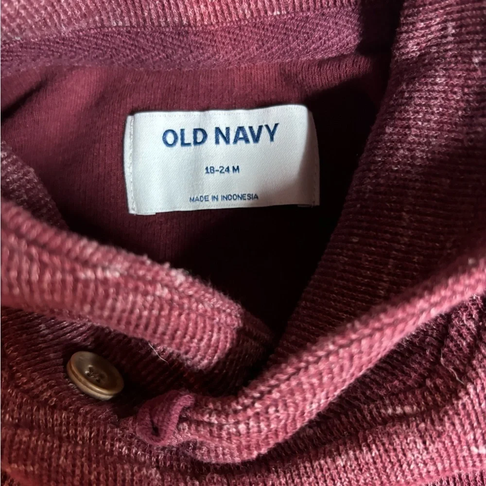 Old Navy Maroon Kids Sweater size 18-24 months with cute button at top - Picture 3 of 4